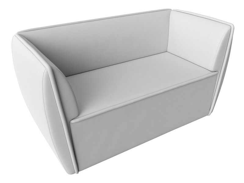 Диван кухонный прямой Бергамо 2-х местный, Экокожа, Белый