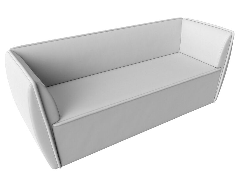 Диван кухонный прямой Бергамо 3-х местный, Экокожа, Белый