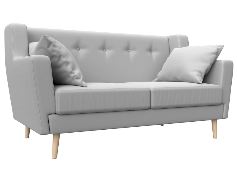 Диван кухонный прямой Брайтон 2, Экокожа, Белый