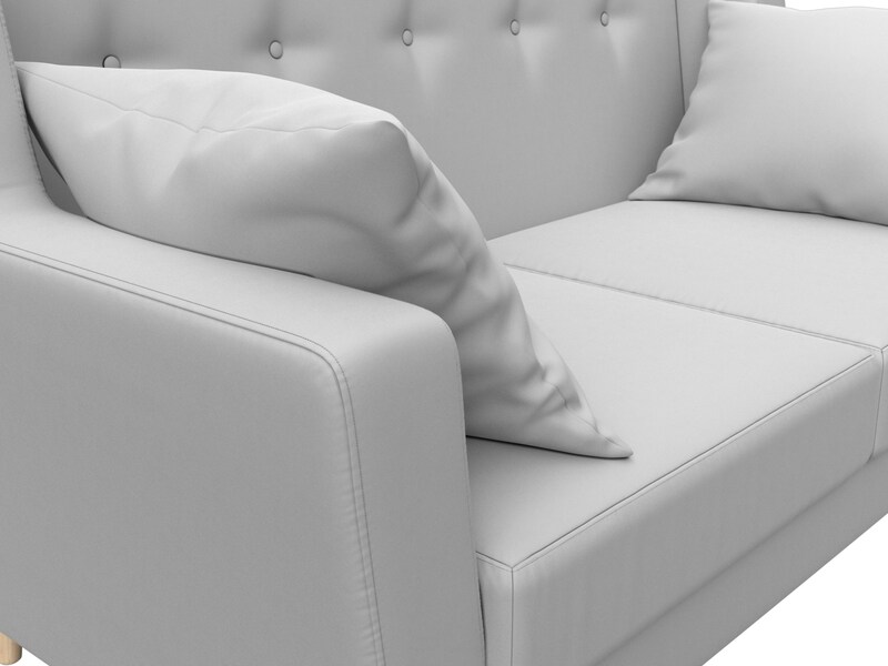 Диван кухонный прямой Брайтон 2, Экокожа, Белый