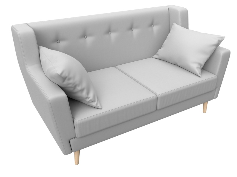 Диван кухонный прямой Брайтон 2, Экокожа, Белый