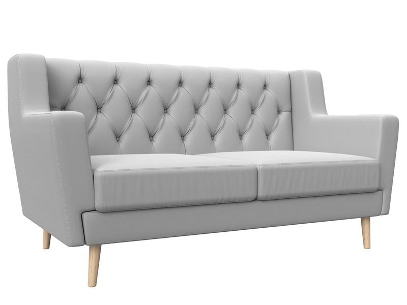 Диван кухонный прямой Брайтон 2 Люкс, Экокожа, Белый