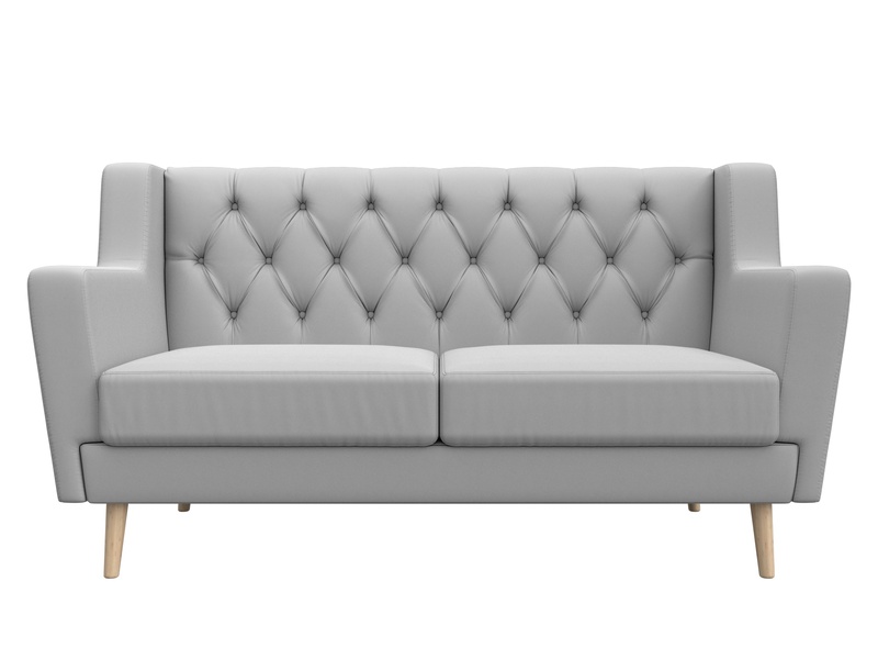 Диван кухонный прямой Брайтон 2 Люкс, Экокожа, Белый