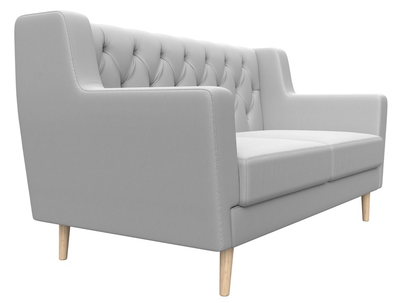 Диван кухонный прямой Брайтон 2 Люкс, Экокожа, Белый