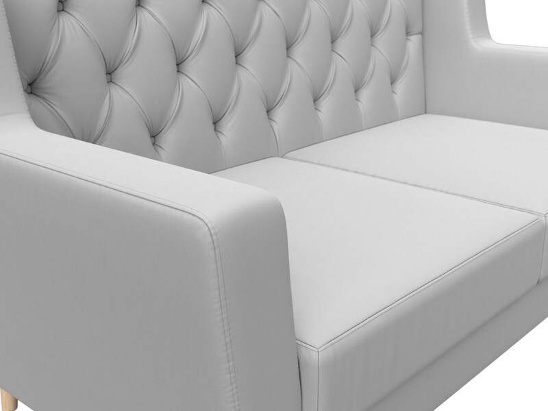 Диван кухонный прямой Брайтон 2 Люкс, Экокожа, Белый