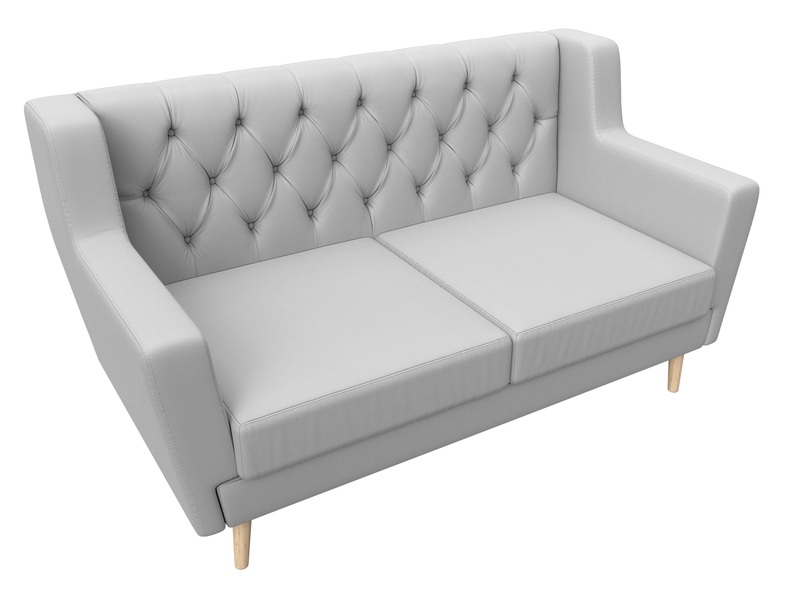 Диван кухонный прямой Брайтон 2 Люкс, Экокожа, Белый