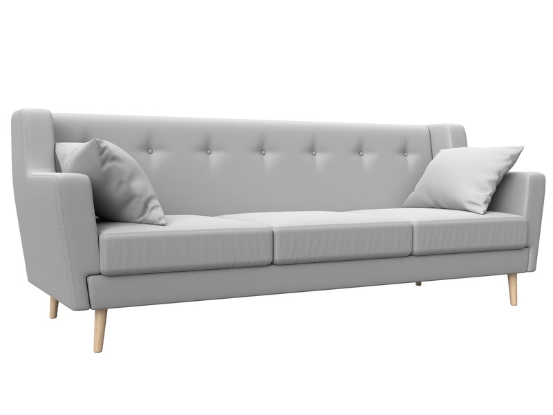 Диван кухонный прямой Брайтон 3, Экокожа, Белый