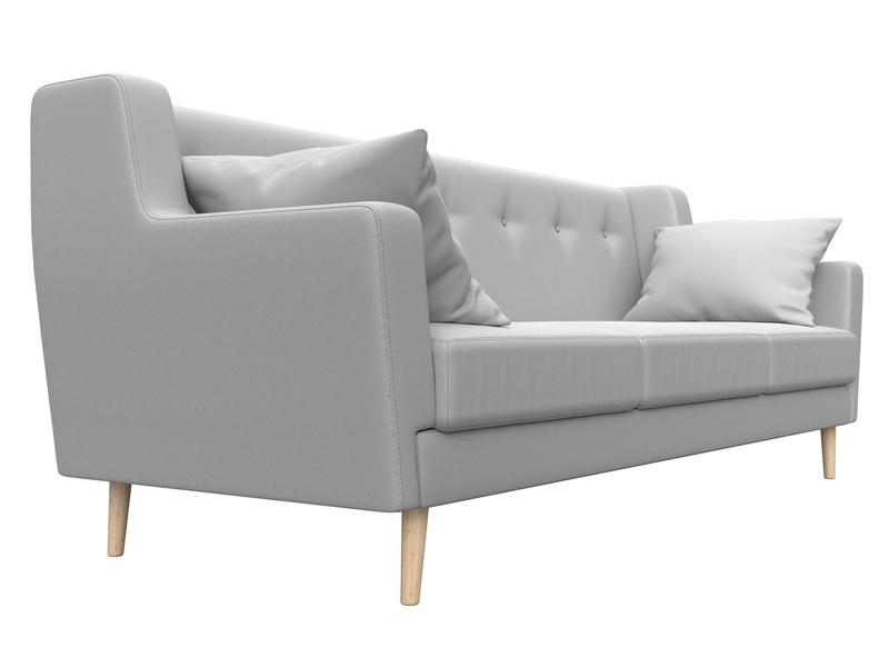 Диван кухонный прямой Брайтон 3, Экокожа, Белый