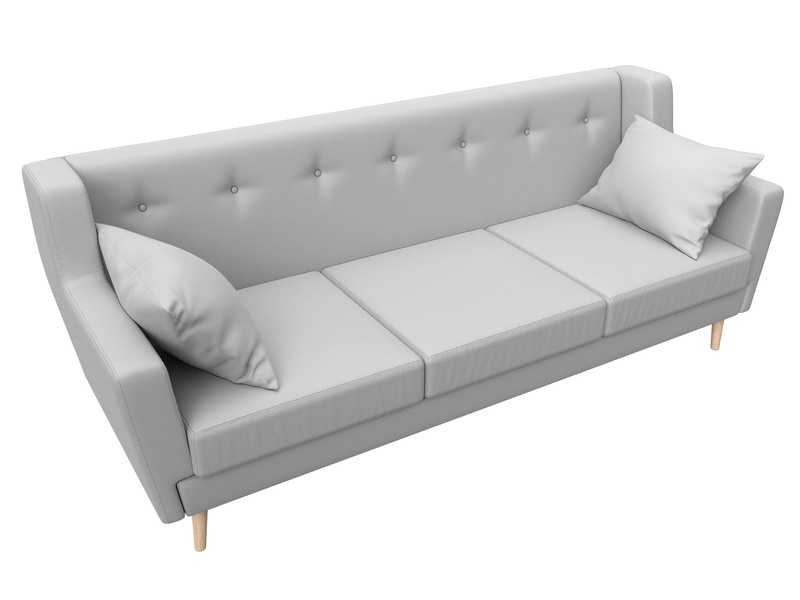 Диван кухонный прямой Брайтон 3, Экокожа, Белый