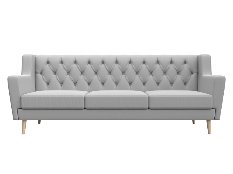 Диван кухонный прямой Брайтон 3 Люкс, Экокожа, Белый