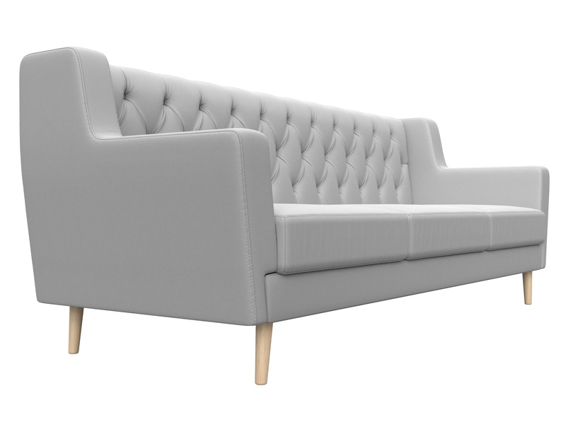 Диван кухонный прямой Брайтон 3 Люкс, Экокожа, Белый