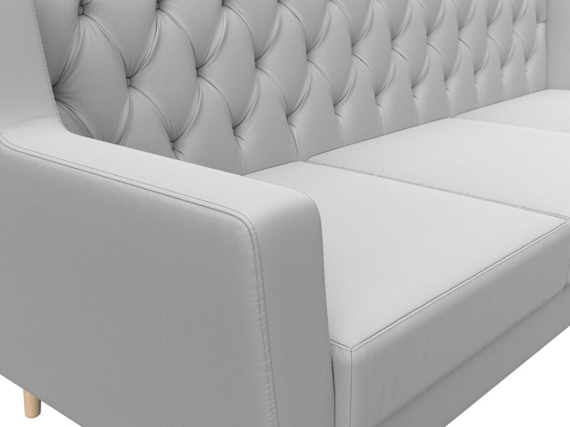 Диван кухонный прямой Брайтон 3 Люкс, Экокожа, Белый