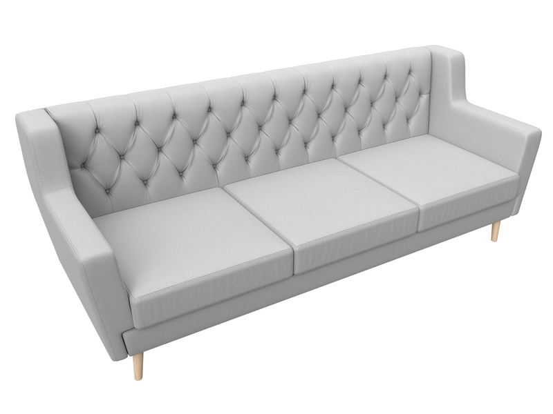 Диван кухонный прямой Брайтон 3 Люкс, Экокожа, Белый