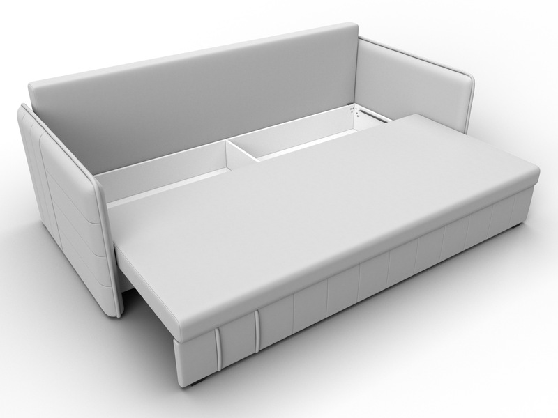 Диван прямой Слим, Экокожа, Белый