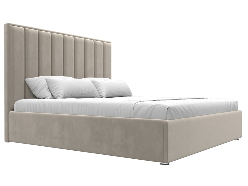 Кровать интерьерная Афродита 180, Микровельвет, Бежевый