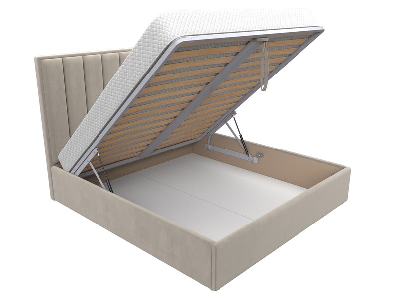 Кровать интерьерная Афродита 180, Микровельвет, Бежевый