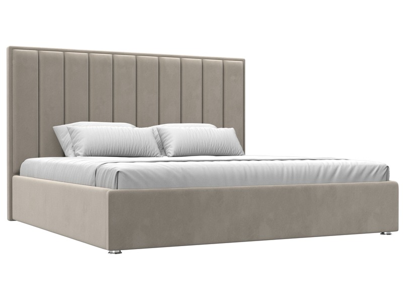 Кровать интерьерная Афродита 200, Микровельвет, Бежевый