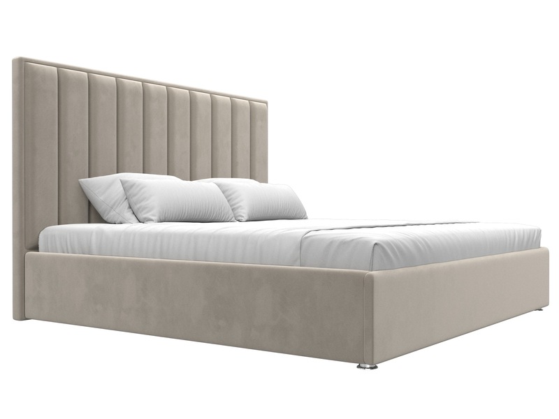 Кровать интерьерная Афродита 200, Микровельвет, Бежевый