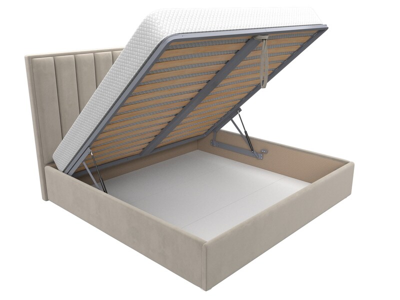 Кровать интерьерная Афродита 200, Микровельвет, Бежевый