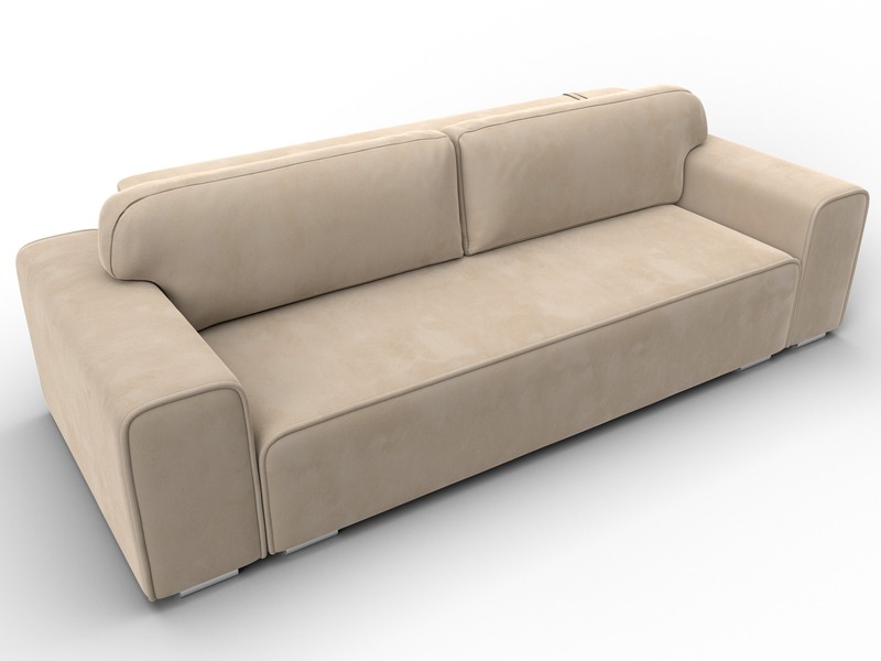 Диван прямой Лига-029, Велюр, SEVEN 729 бежевый