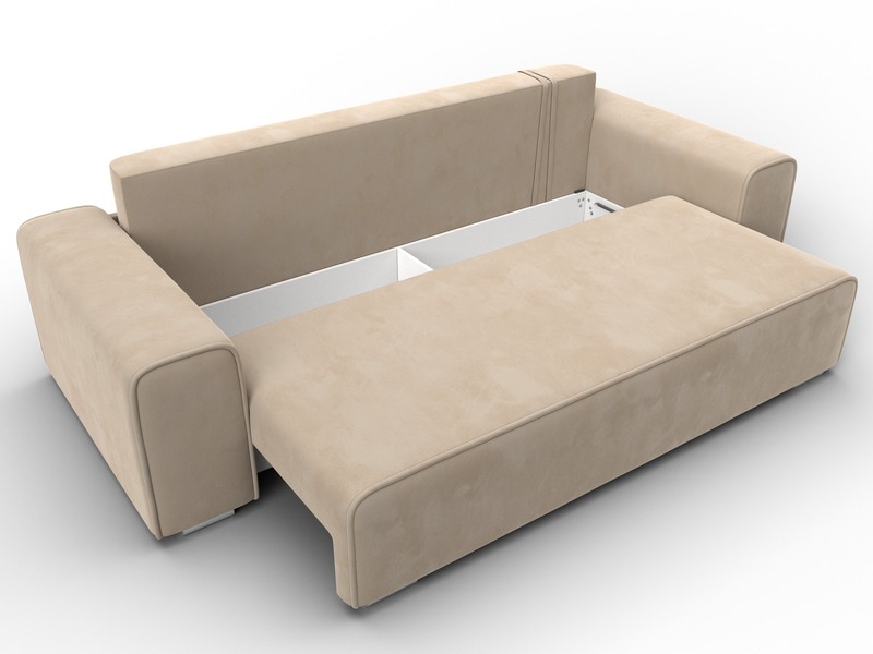 Диван прямой Лига-029, Велюр, SEVEN 729 бежевый