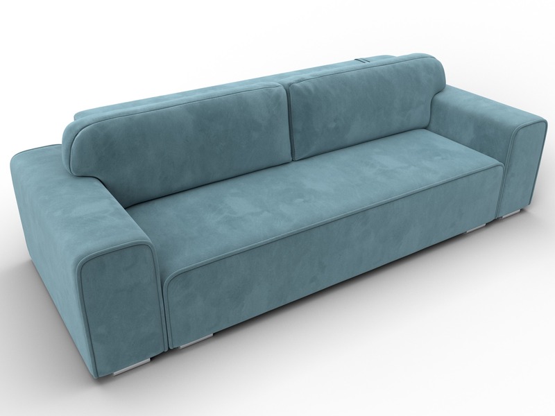 Диван прямой Лига-029, Велюр, SEVEN 113 бирюзовый
