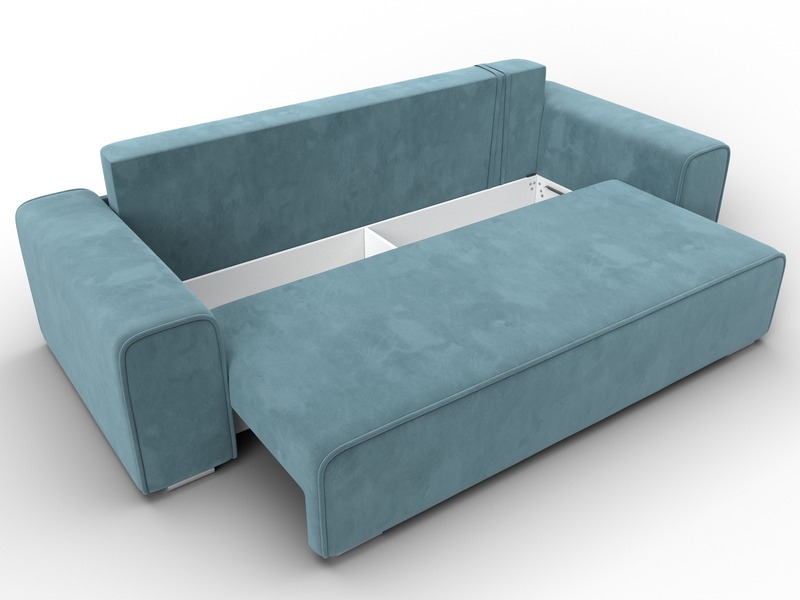 Диван прямой Лига-029, Велюр, SEVEN 113 бирюзовый