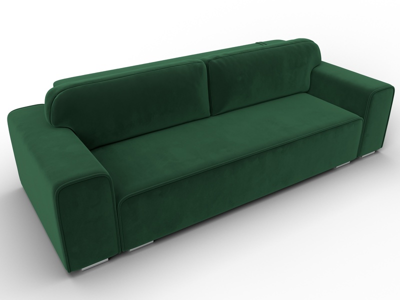 Диван прямой Лига-029, Велюр, SEVEN 626 зеленый