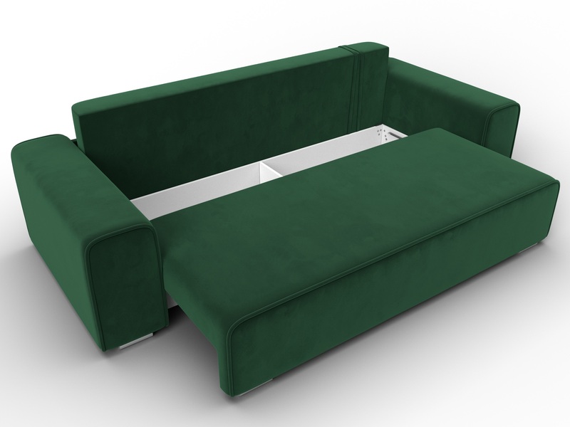 Диван прямой Лига-029, Велюр, SEVEN 626 зеленый