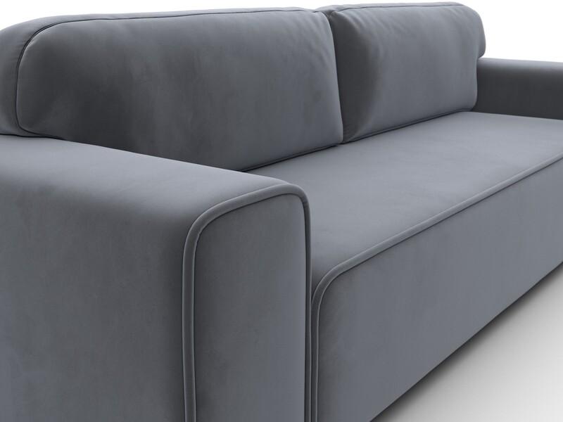 Диван прямой Лига-029, Велюр, SEVEN 17 серый