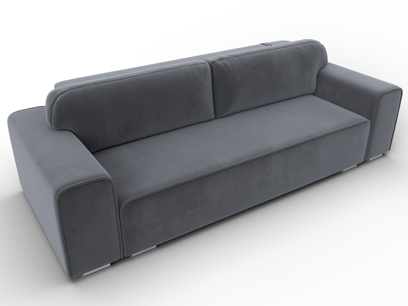 Диван прямой Лига-029, Велюр, SEVEN 17 серый