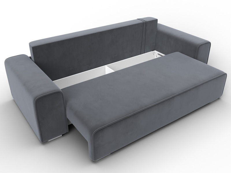 Диван прямой Лига-029, Велюр, SEVEN 17 серый