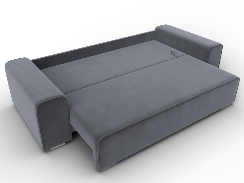 Диван прямой Лига-029, Велюр, SEVEN 17 серый