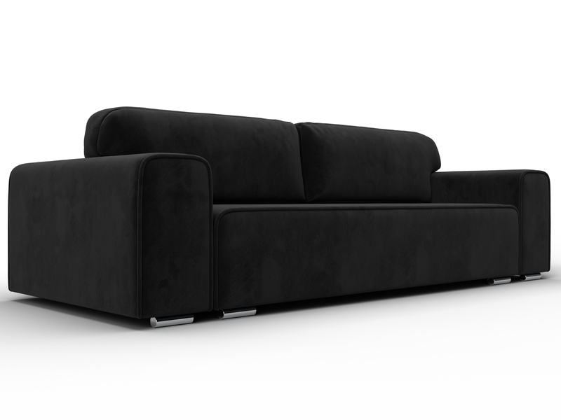 Диван прямой Лига-029, Велюр, SEVEN 35 черный