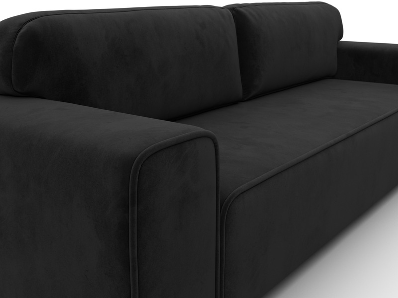 Диван прямой Лига-029, Велюр, SEVEN 35 черный