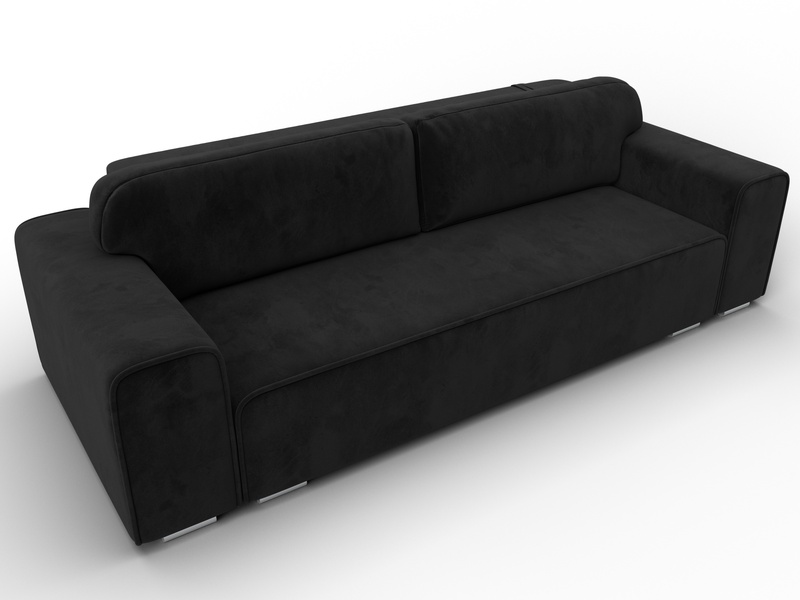 Диван прямой Лига-029, Велюр, SEVEN 35 черный