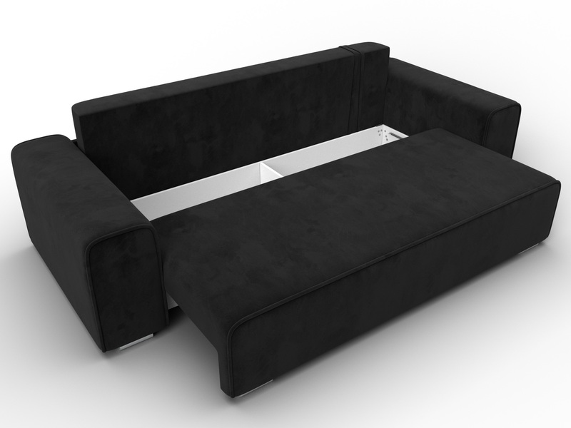 Диван прямой Лига-029, Велюр, SEVEN 35 черный