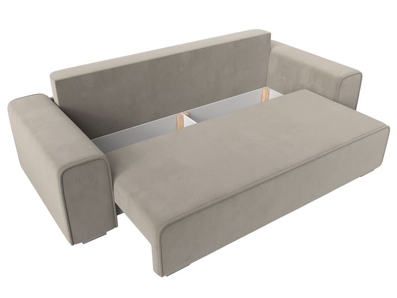 Диван прямой Лига-029, Микровельвет, Бежевый