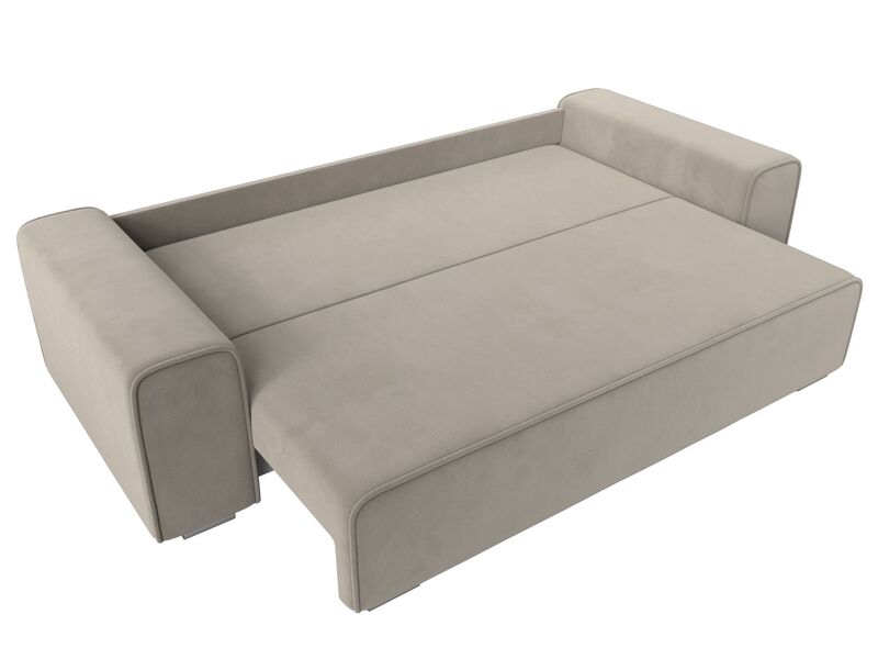 Диван прямой Лига-029, Микровельвет, Бежевый