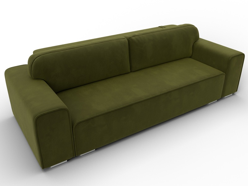Диван прямой Лига-029, Микровельвет, Зеленый