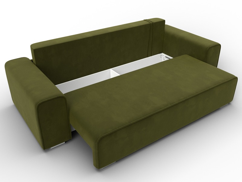 Диван прямой Лига-029, Микровельвет, Зеленый