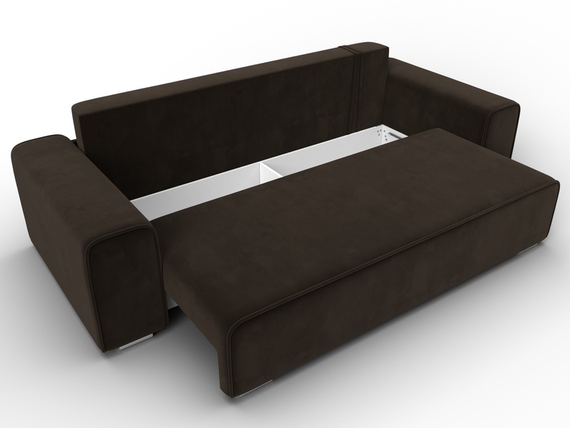 Диван прямой Лига-029, Микровельвет, Коричневый