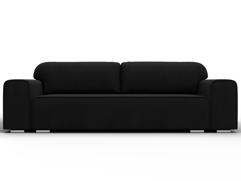 Диван прямой Лига-029, Микровельвет, Черный