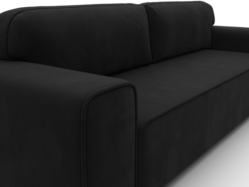 Диван прямой Лига-029, Микровельвет, Черный