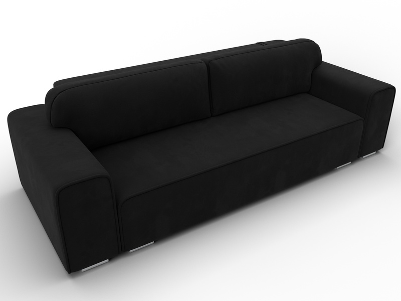 Диван прямой Лига-029, Микровельвет, Черный