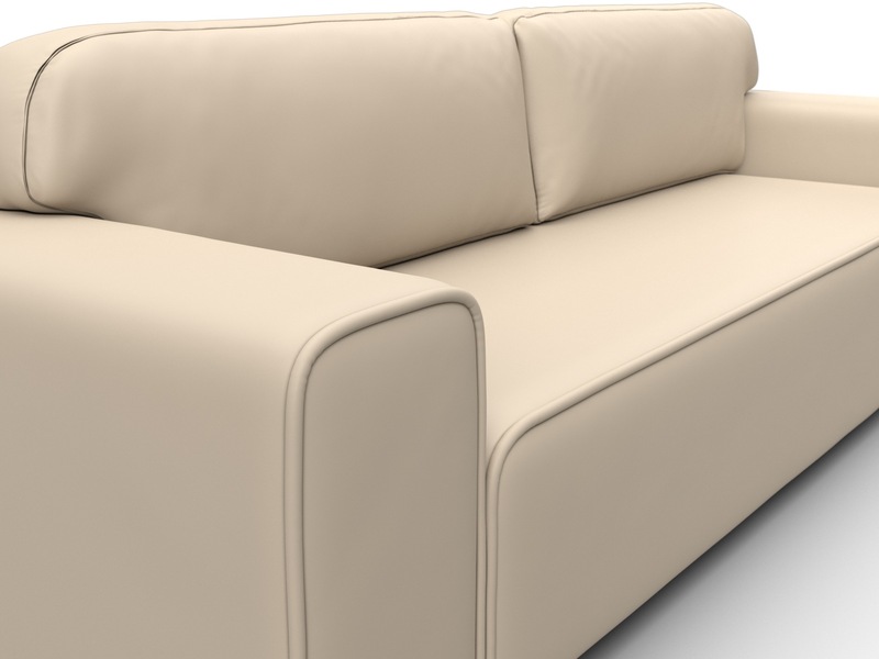 Диван прямой Лига-029, Экокожа, Бежевый