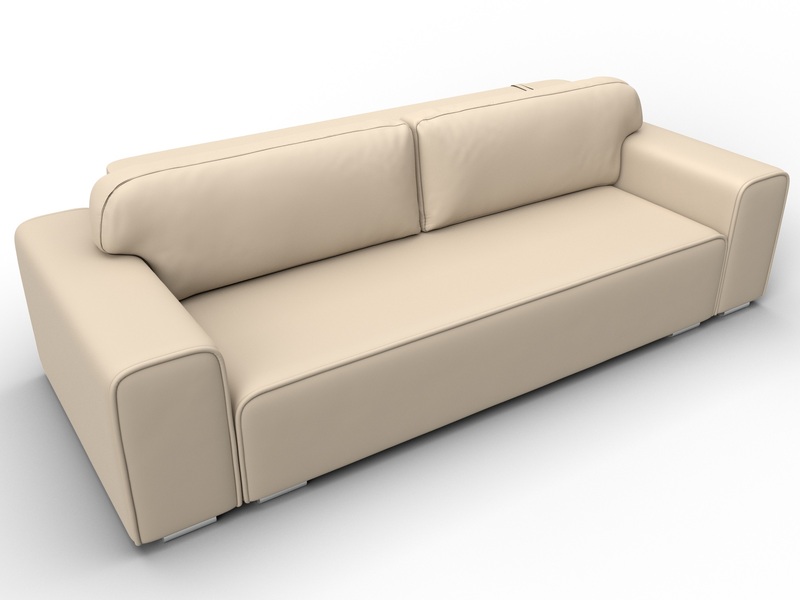 Диван прямой Лига-029, Экокожа, Бежевый