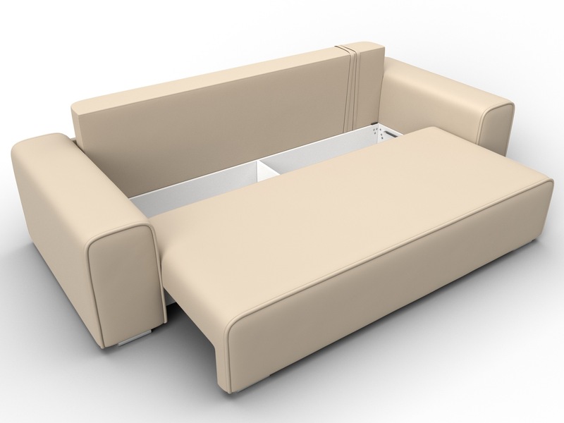 Диван прямой Лига-029, Экокожа, Бежевый