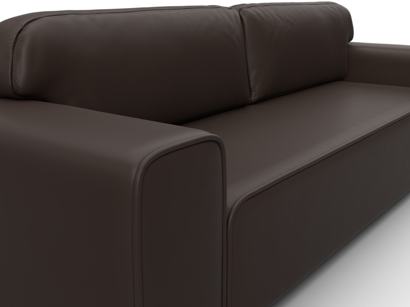 Диван прямой Лига-029, Экокожа, Коричневый
