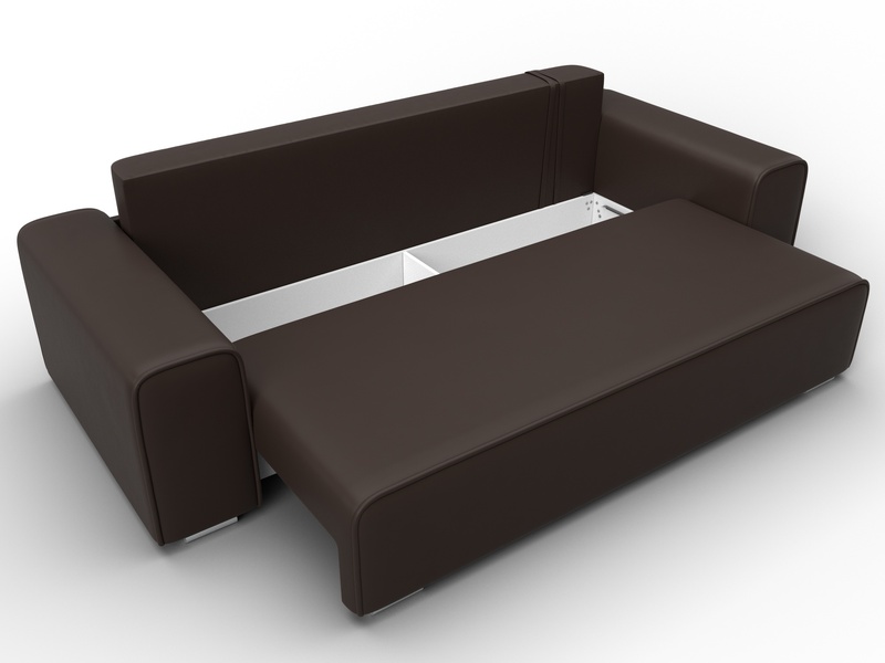 Диван прямой Лига-029, Экокожа, Коричневый